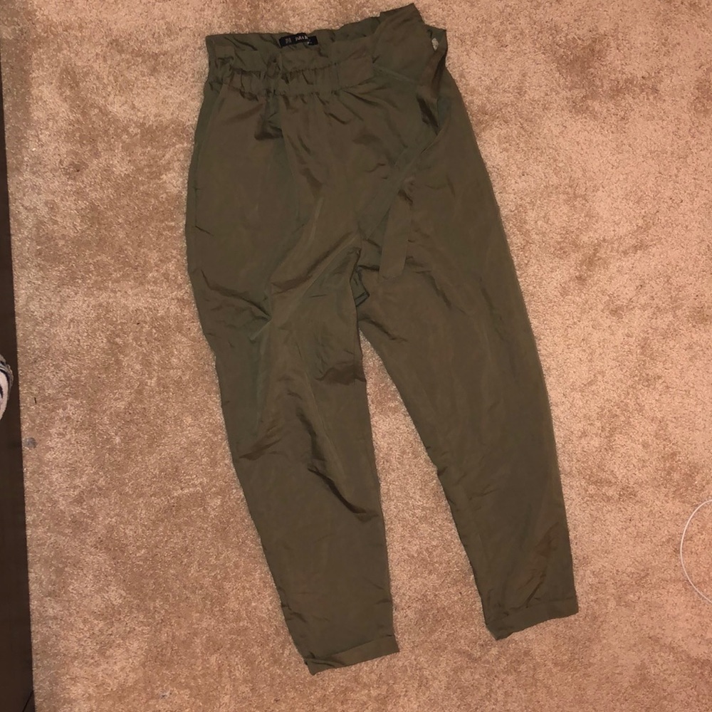 high waisted paper bag pants